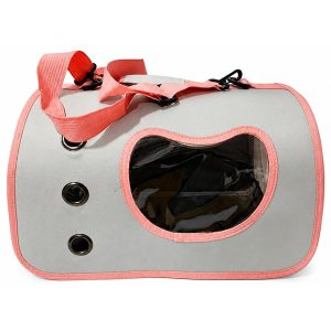 Bolso transportador gris con ventana y correa
