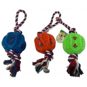 Pelota de caucho con cuerda trenzada