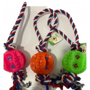 Mordedor de pelota y soga tricolor