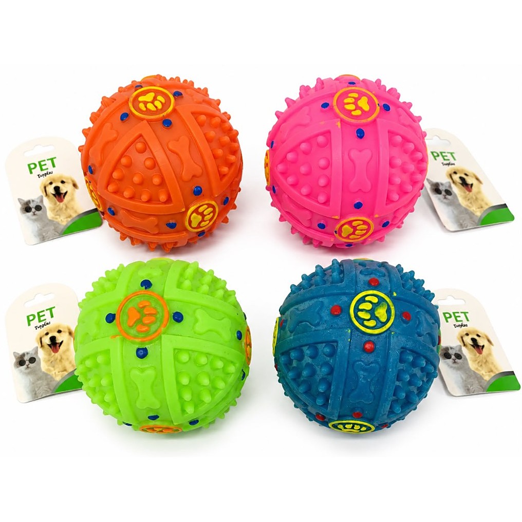 Pelota mordedor con huella y huesos