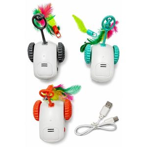 Robot interactivo con plumas para gatos